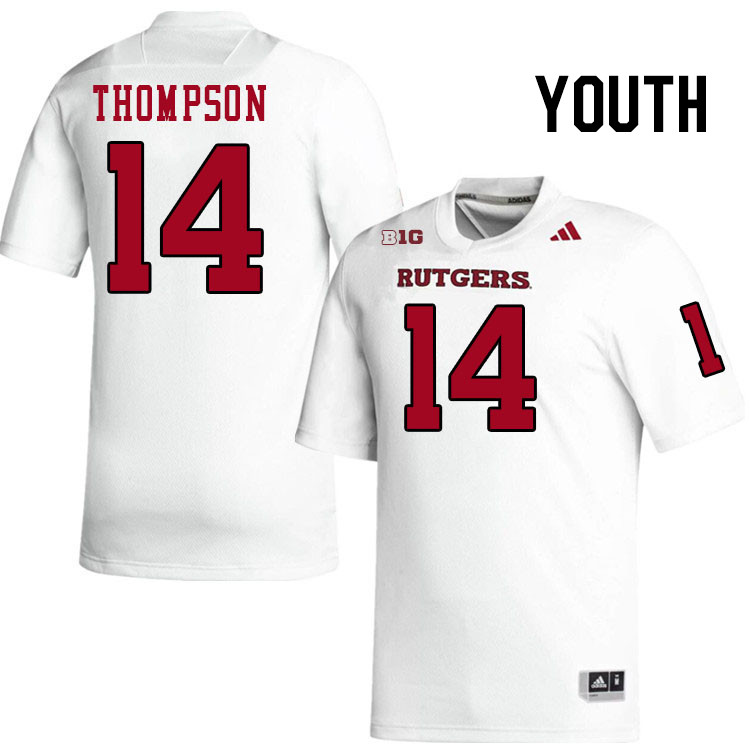 Youth #14 Jordan Thompson Rutgers Scarlet Knights 2024 College Football Jerseys Stitched-White